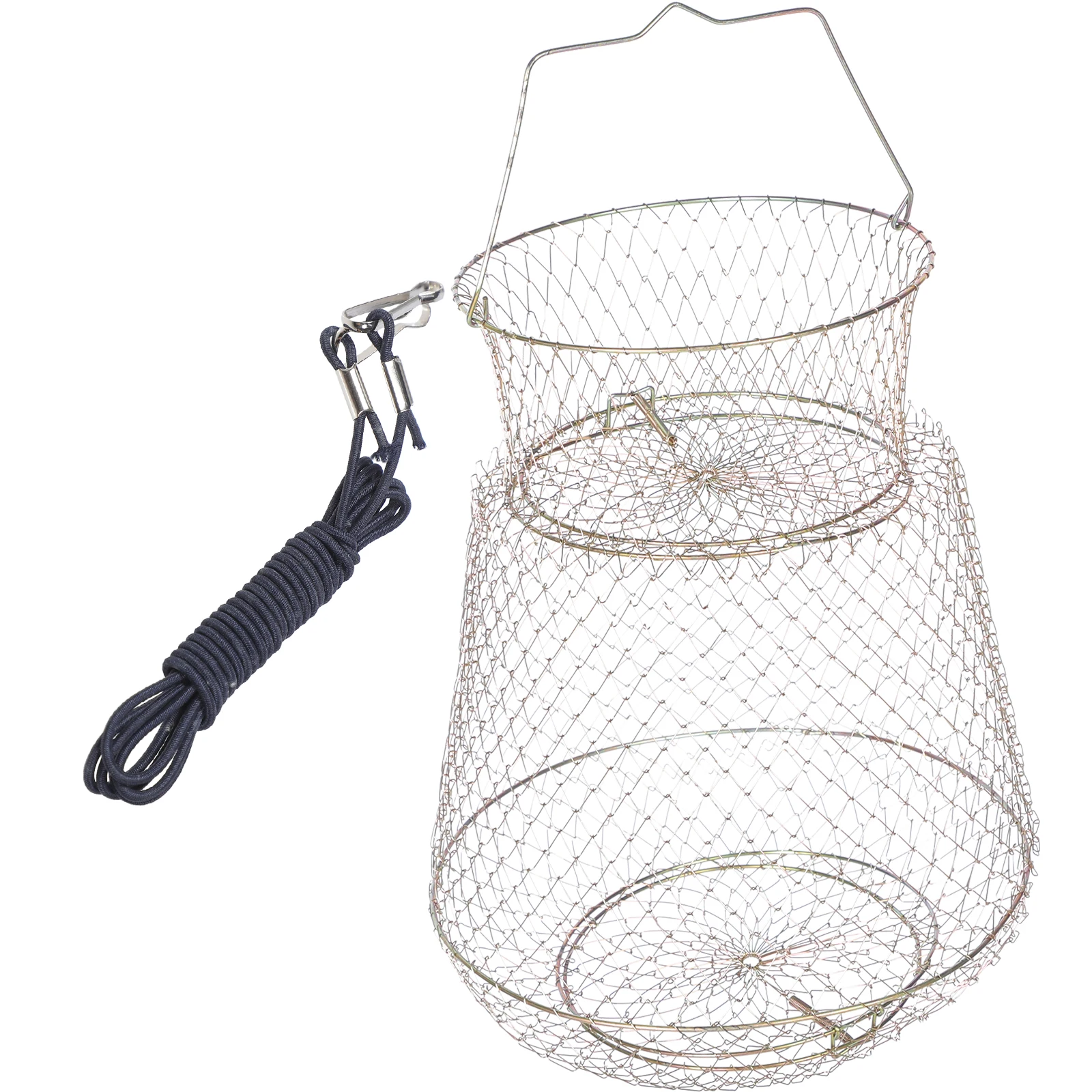 

Foldable Fishing 25Diam Metal Mesh Cage Quick Dry Durable Portable Fish Basket Stream Sea Fishing Basket Guard