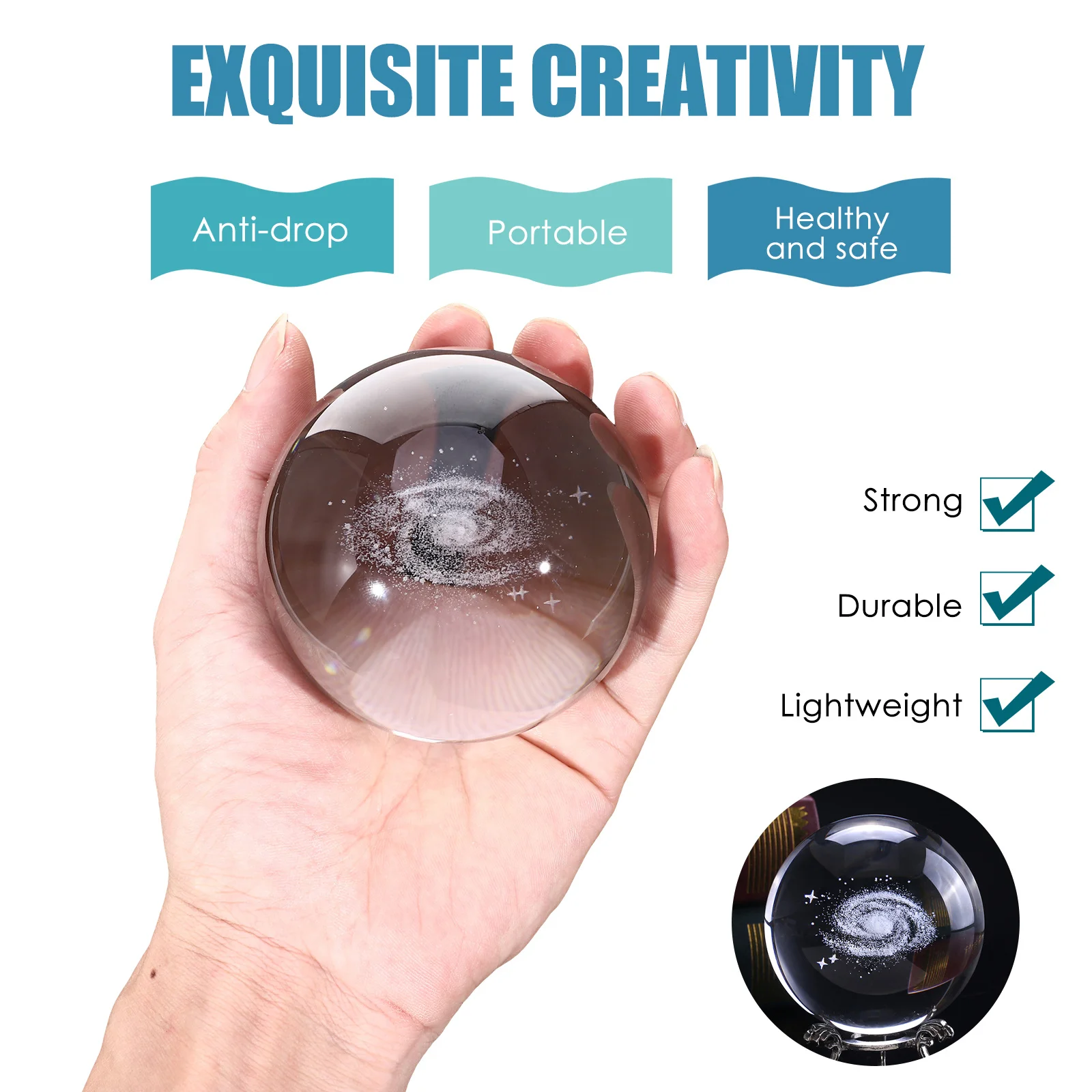 

1Pcs Crystal Ball Clear 3D Engraved Crystal Ball Ornament Decorative Desktop Art for Office Home Bedroom