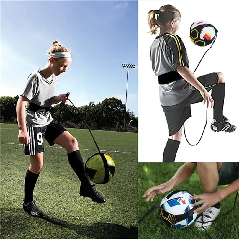 Children's Kick Soccer Football Balls Solo Practice Skills Training Elastic Adjustable Foosketball Trainer Sport Equipment XA32L
