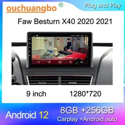 Ouchuangbo radio gps navigation recorder for 9 inch faw Besturn X40 2020 2021 Android 12 audio stereo carplay 1280*720