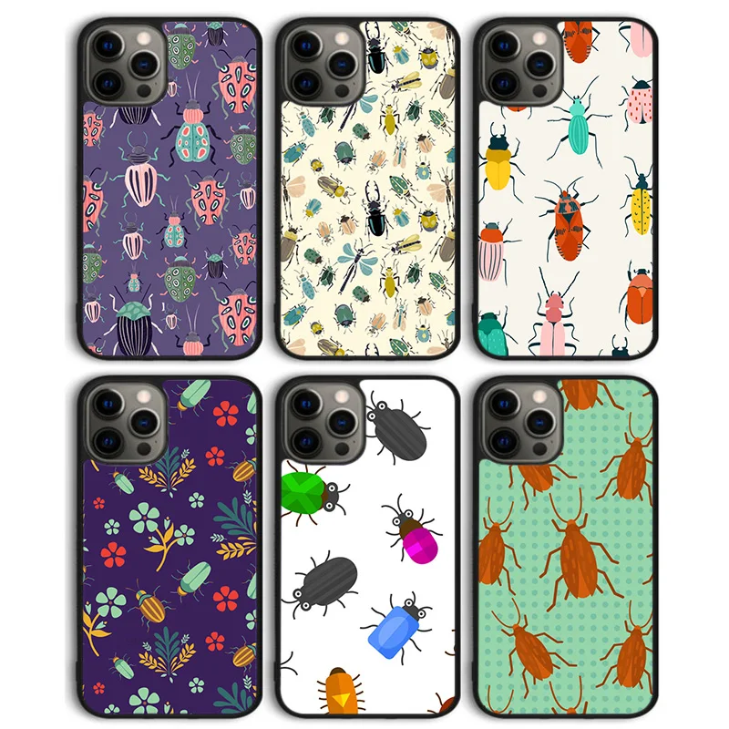 Beetles Insects Entomology Collage Phone Case Back Cover for iPhone 16 15 SE2020 14 13 11 12 Pro Max mini XS XR PlusS Coque