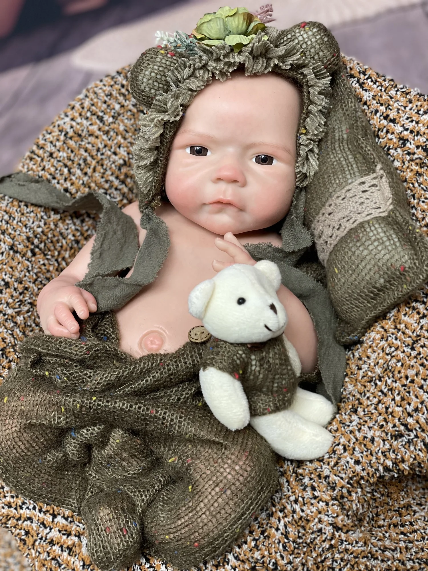 45cm Open Eyes Solid Silicone Bebe Reborn Girl Painted Skin Reborn Doll With Visible Veins bebe reborn reallista de silicone