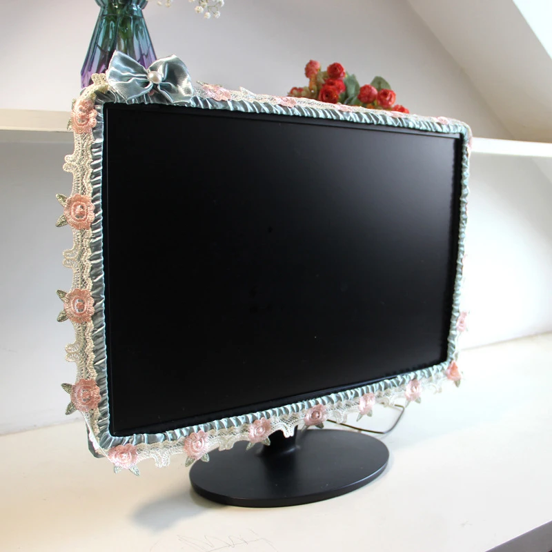 Fairy Style 24-38INCH TV Dust Cover Computer Monitor Protection Stick Wall-Mounted Desktop Curved Screen Soft Fabric Craft