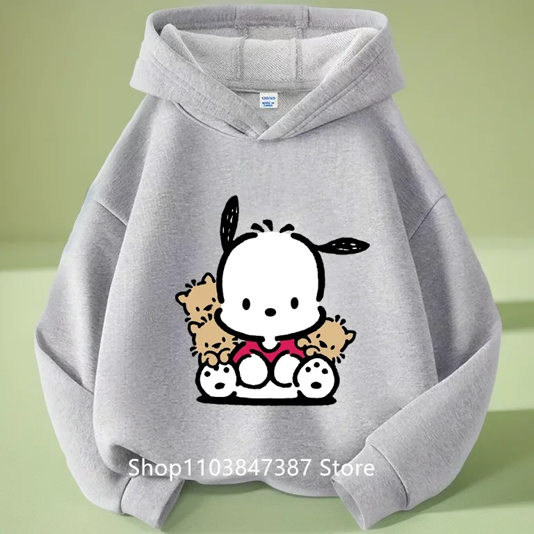 2024 Pochacco felpa con cappuccio abbigliamento per bambini abbigliamento per ragazze ragazzi felpe Kawaii a maniche lunghe primavera autunno Sanrio