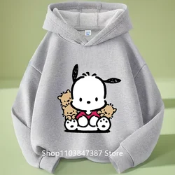 2024 Pochacco felpa con cappuccio abbigliamento per bambini abbigliamento per ragazze ragazzi felpe Kawaii a maniche lunghe primavera autunno Sanrio maglione Cartoon Casual