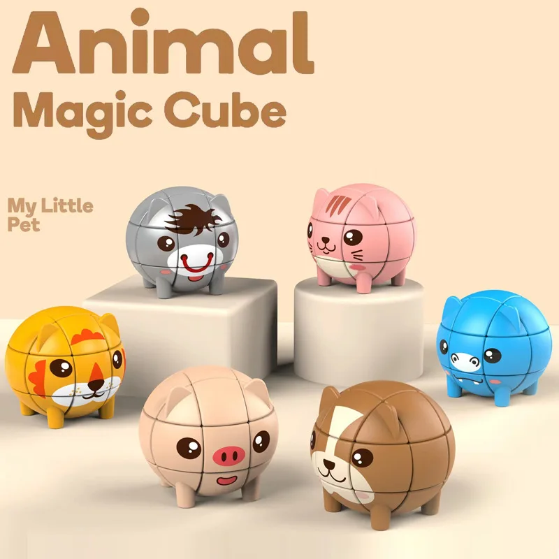 Children's Puzzle Magic Cube Cartoon Cute Animal Third-Order Competition Magic Cube Creative Early Learning Toys Kids Gifts