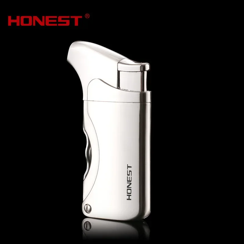 

HONEST New Multifunctional Metal Gas Lighter Windproof Jet Blue Flame Pro Cigar Lighter Hidden Tools 360 Degrees Torch Lighter