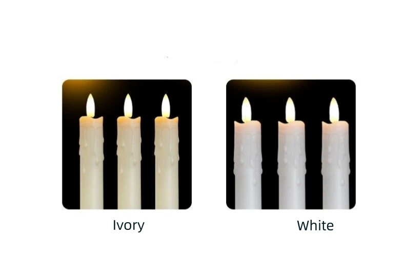 3D Wick Dripping Wax Candlesticks Flickering led Taper Remote controlled w/Timer Ivory/White Battery Operate Home table Lighting