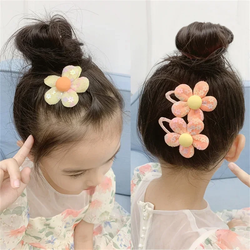 1-Pair Colorful Flower Hairpins Lovely Hairgrip Hair Clips for Girls Cloth Fabric Child Headdress Hair Accessories