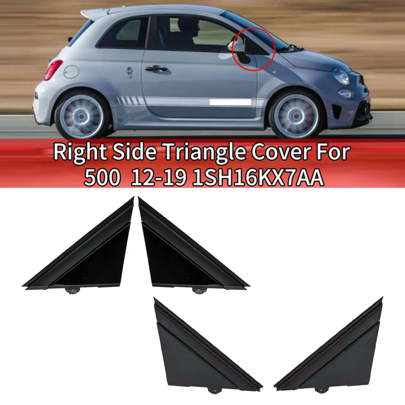 1 Pair Car Door Mirror Flag Covers for Fiat 500 2012-19 1SH16KX7AA ABS Plastic Car Accessories Replacement  (Left + Right)