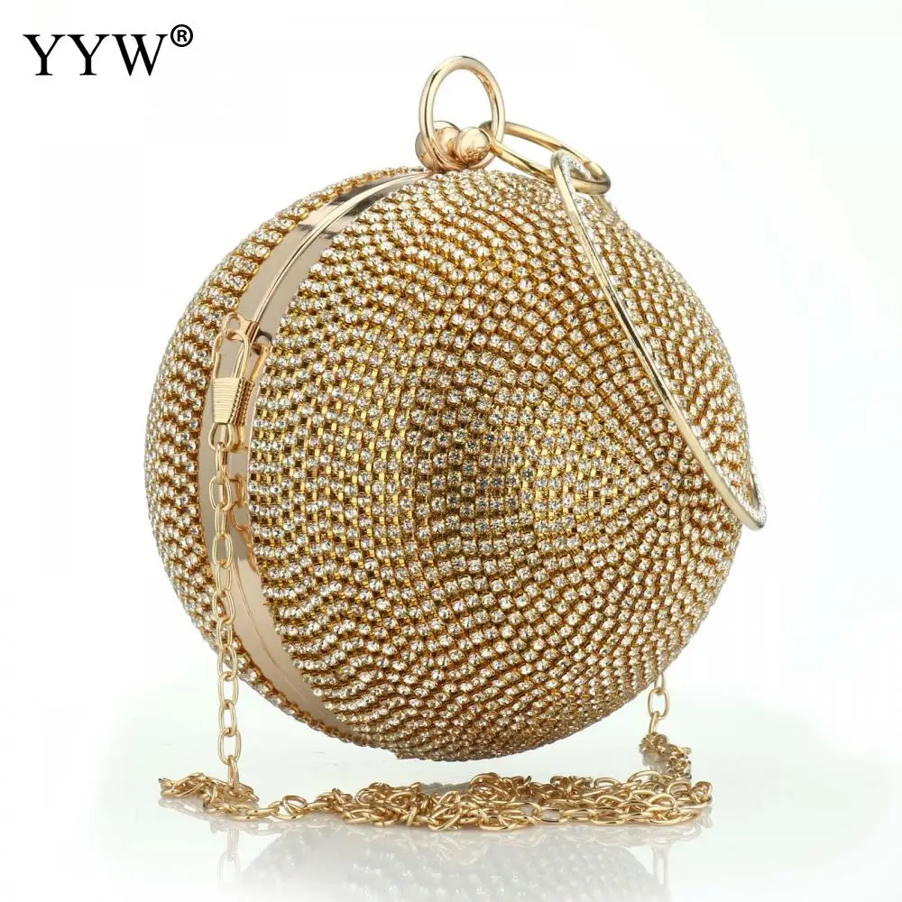 Luxury Clutch Bag Women Evening Bags With Rhinestone Exquisite Wedding Party Round Ball Bag Elegant Handbag Diamond Clutches