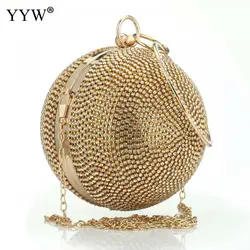 Luxury Clutch Bag Women Evening Bags With Rhinestone Exquisite Wedding Party Round Ball Bag Elegant Handbag Diamond Clutches