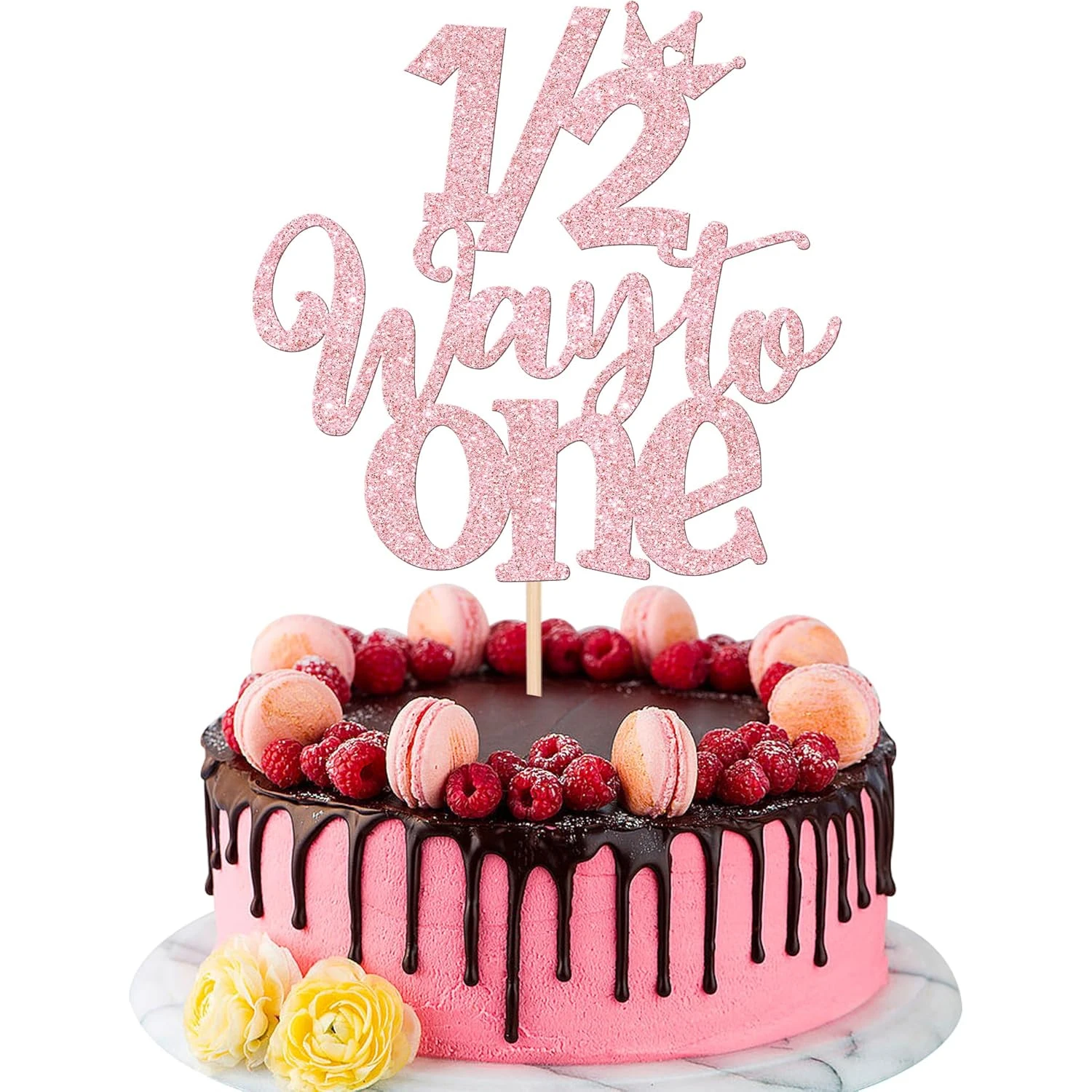 1/2 „Half Way to One“-Kuchenaufsatz „Happy 6-Monats-Geburtstagskuchen-Dekoration für Baby Happy 6-Monate-Geburtstagsfeier-Kuchenaufsatz – Detail 8