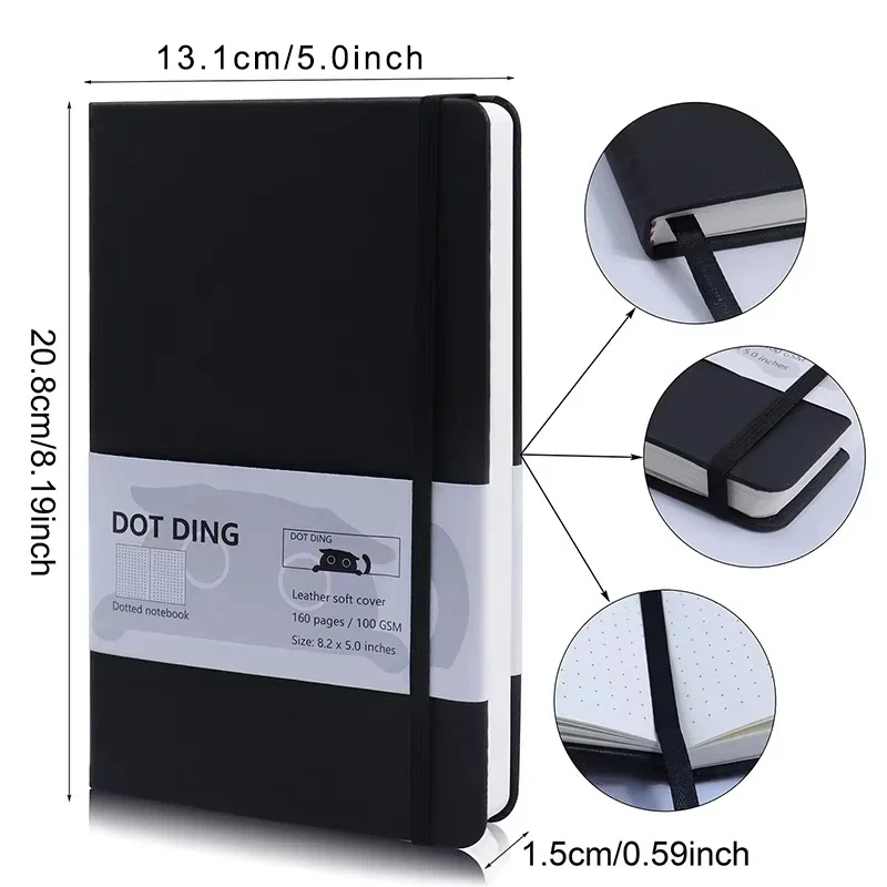 Buku Catatan Bertitik A5 100 GSM Kertas Jurnal Perencana Sampul Keras Kawaii Bullet Scrapbook Alat Tulis Kawaii Perlengkapan Sekolah Buku Sketsa