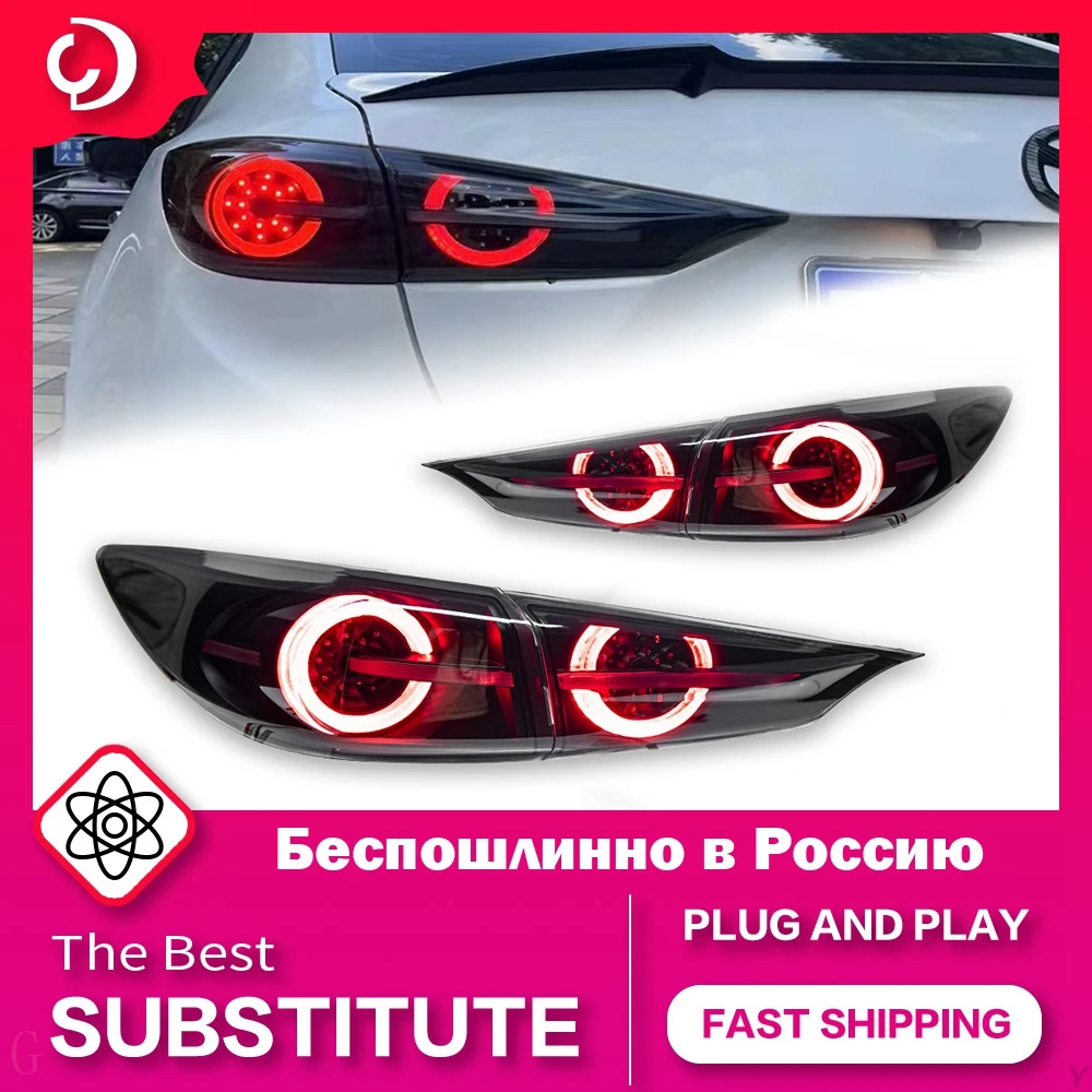 AKD Car Styling Taillights for Mazda 3 Axela 2014-2019 BMEFS Sport Hatchback LED Taillights Rear Reverse Brake Light Accessories