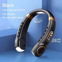 Portable Mini Hanging Neck Fan Digital Display Leafless Mute Electric Fan USB Rechargeable Neck Cooler Air Conditioner
