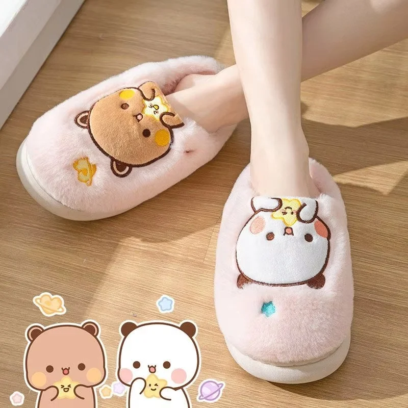 

Panda Kawaii Bubu And Dudu Figure Two-Dimensional Element Creator Slippers Couple Furry Stay At Home In Winter Cotton Drag Gifts