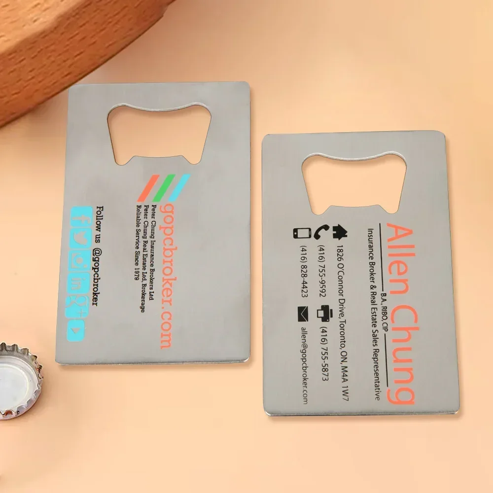 

Оптовая продажа, пустая открывалка для бутылок с сублимационной картой, металлическая открывалка для бутылок с гравировкой логотипа для деловых кредитных карт