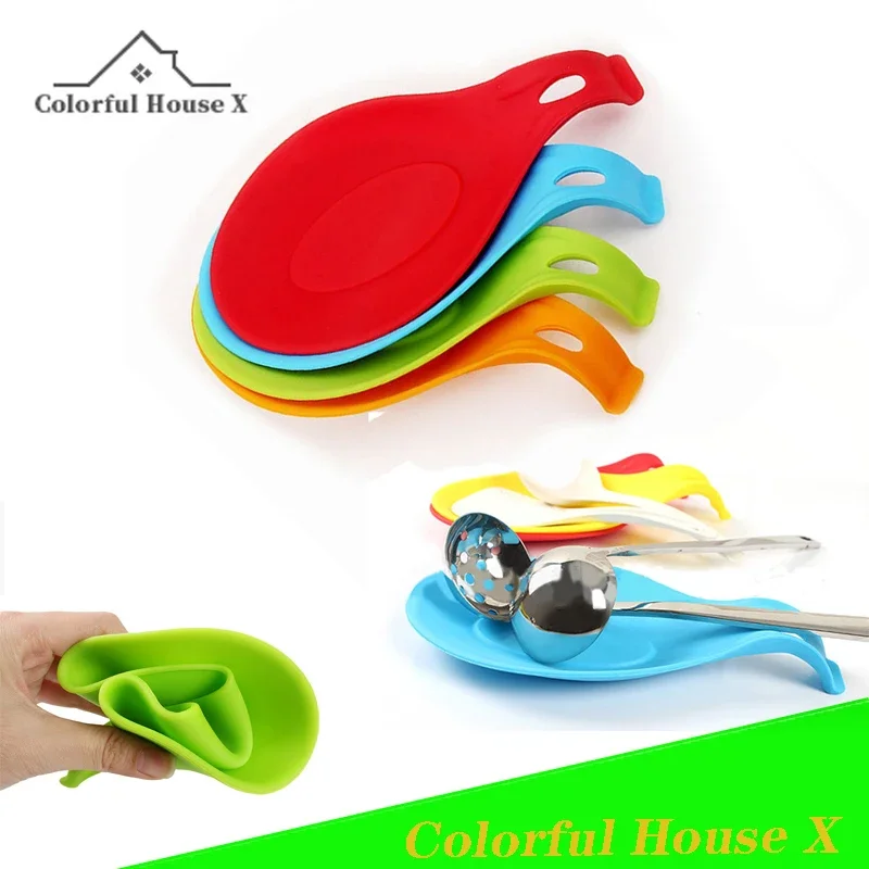 

1pcs Non-Slip Insulation Pad Spoon Shelves Silicone Holder Cookware Tray High Temperature Resistant Collapsible Storage Plate