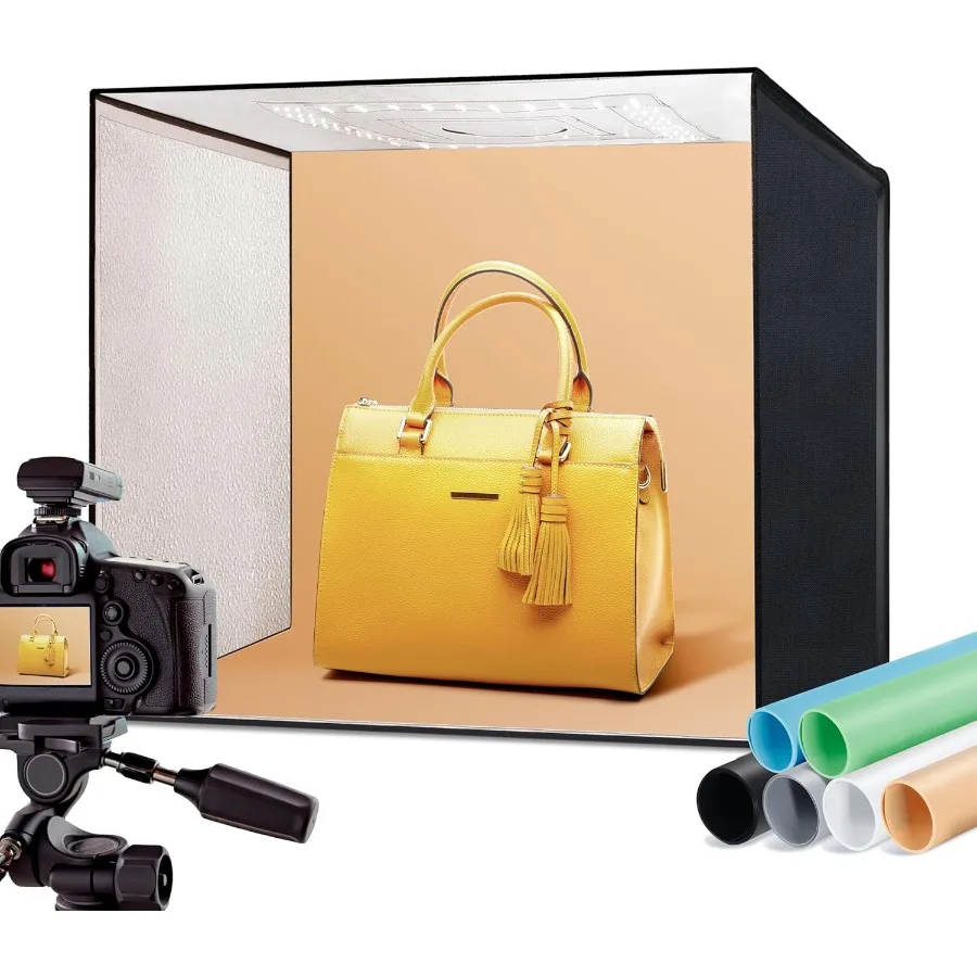 RALENO-caja de luz para estudio fotográfico, 20x20 pulgadas, caja de luz para fotografía, 120 LED, 5500K, 97CRI, 50W, 6 colores, fondos de PVC para Stil