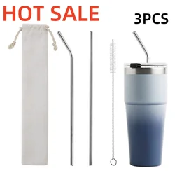 3Pack Replacement Silicone Stainless Steel Straws for Stanley 40ozTravel Tumble, Reusable Straws with Brush