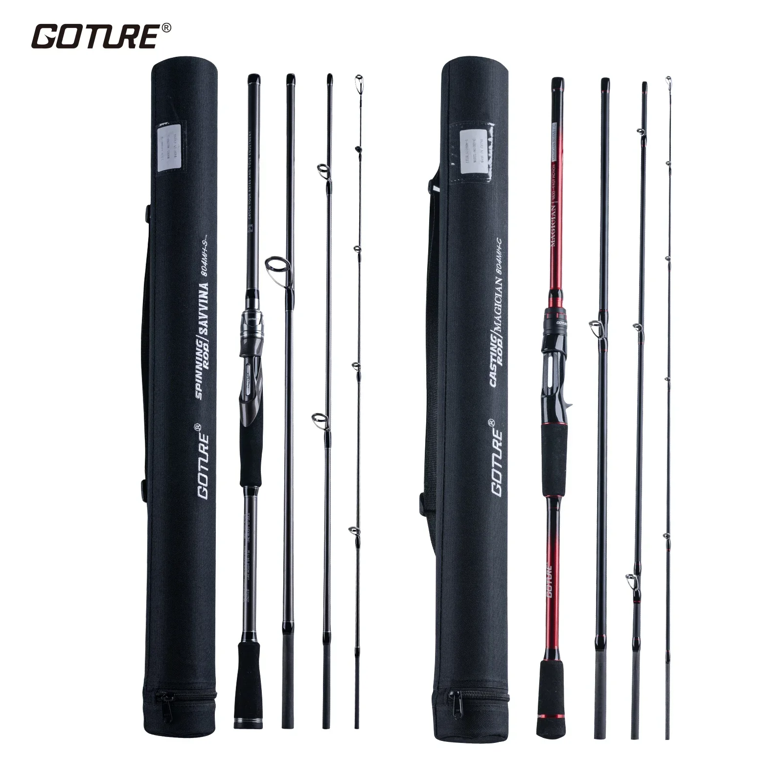 

Goture SAVVINA & MAGICIAN 4 Sections Spinning Casting Carbon Fishing Rod 1.8m/2.1m/2.4m/2.7m Portable Travel Rod Fishing Tackle