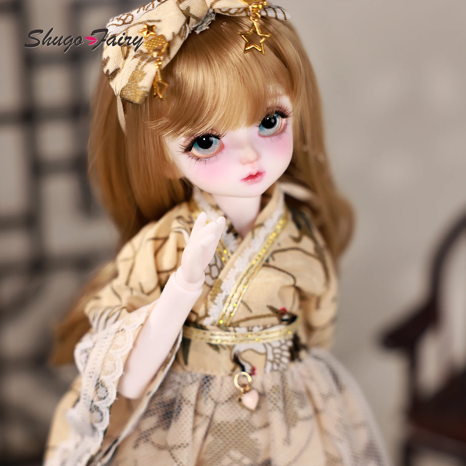 ShugaFairy Circe J BJD 1/6 Fullset Japanese Gilt Crane Pattern Modified Kimono Dress Resin Ball Jointed Dolls and Accessories
