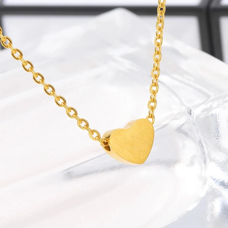 Stainless Steel Gold Color Love Heart Necklaces For Women 2024 Trendy Butterfly Pendant Clavicle Chain Jewelry Lady Accessories