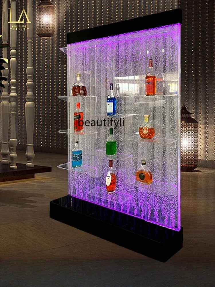 

Flowing Water Ornaments Flawless Finish Wine Cabinet Glass Creative Water Curtain Wall Flowing Water Subareas Screens