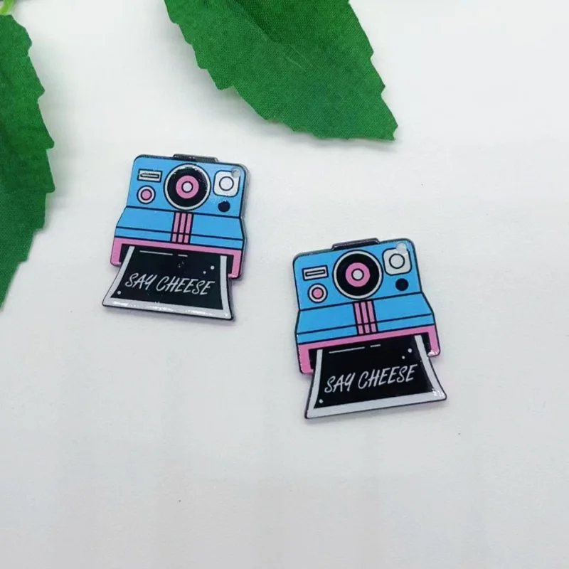 10pcs acrylic pendants suitable for jewelry production vintage radio recording tape design  DIY pendants earrings necklaces