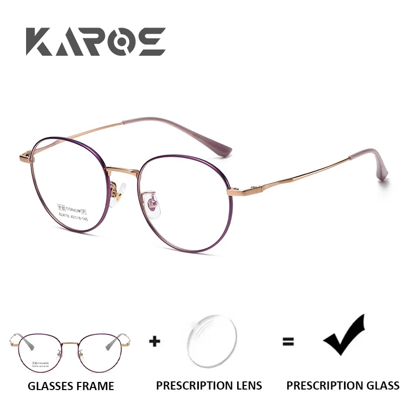 

KAROS Full Titanium Round Frame Prescription Glasses for Men Anti Blue Light Photochromic Classic Design