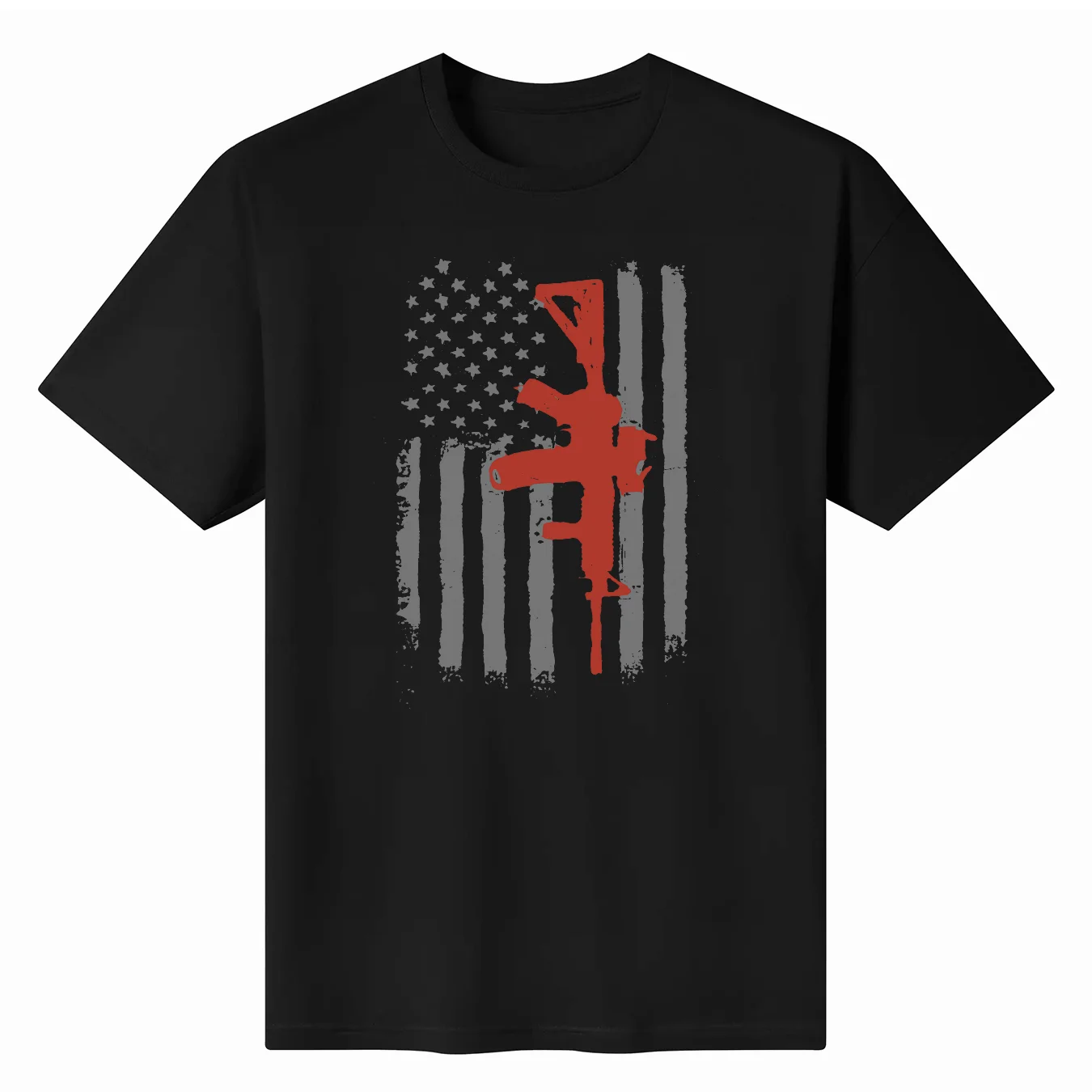 

AR 15 American Flag Military Army T Shirt Graphic Assault Rifle Tee