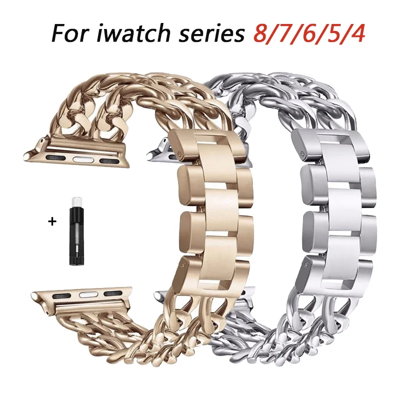 

Ремешок из нержавеющей стали для Apple Watch 49 мм 42 мм 45 мм 44 мм, роскошный браслет для Iwatch series Ultra 8 7 6 se 5 4