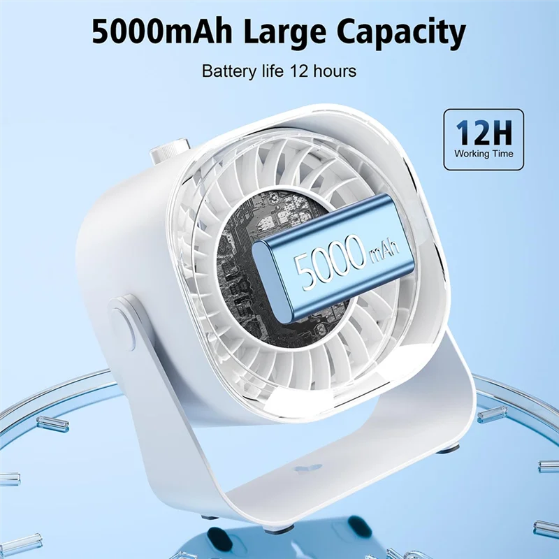 مروحة مكتب للأجزاء المنزلية، مروحة محمولة هادئة، مروحة توزيع هواء 5000 مللي أمبير في الساعة مع 100 سرعة 220 ° إمالة قابلة للتعديل، طاولة عرض رقمية