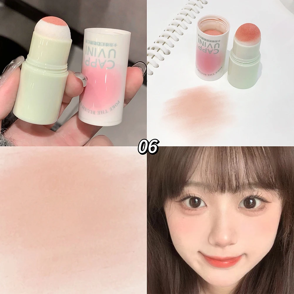 Cappuvini couleur Monochrome Poke Blush bâton fard à joues pour Extension de joue couleur mat faible Saturation maquillage Rouge