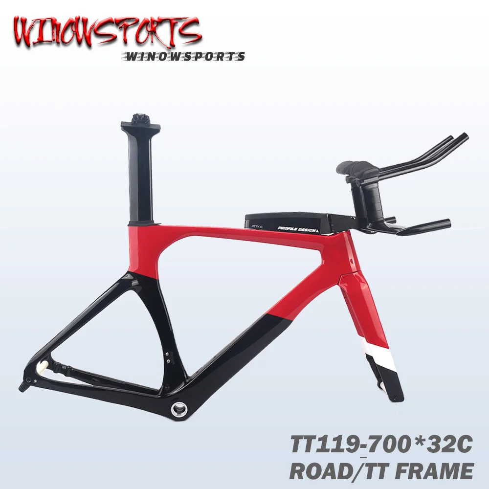 

Winowsports Aero Full Carbon T1000 TT Frame DI2 Racing Triathlon Bike Frameset Disc Brake BSA68 Time Trial Bicycle Frame 700x32C