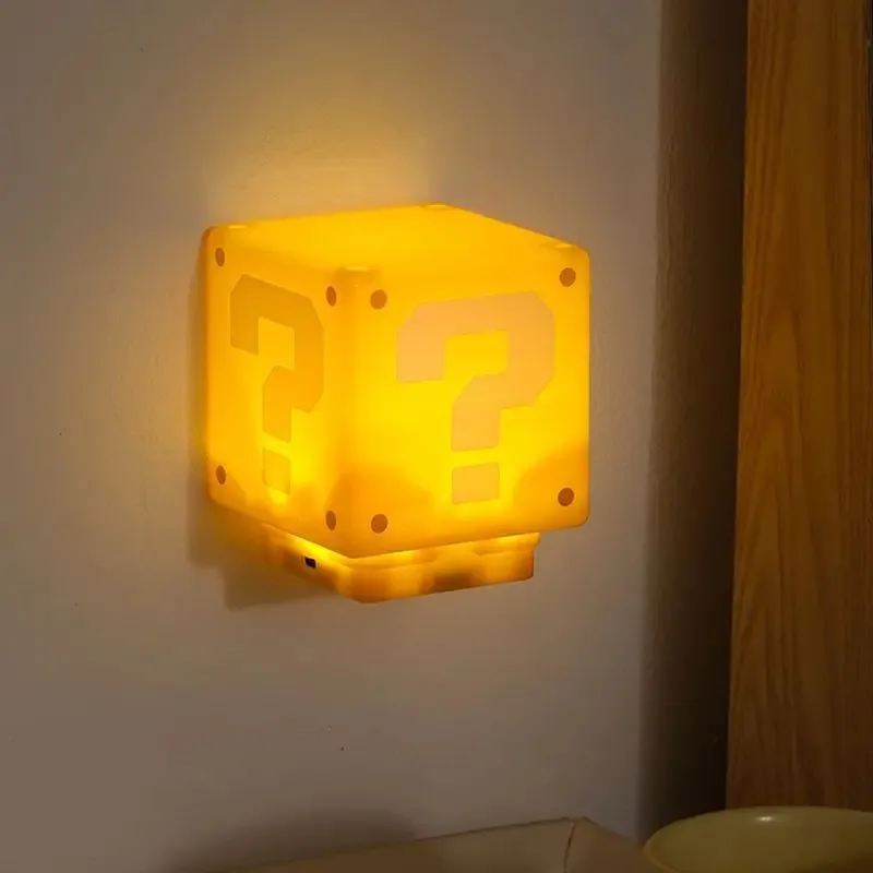 LED Pergunta Mark Brick Night Light com Música, Lâmpada de mesa de carregamento USB, Aniversário e presentes de Natal