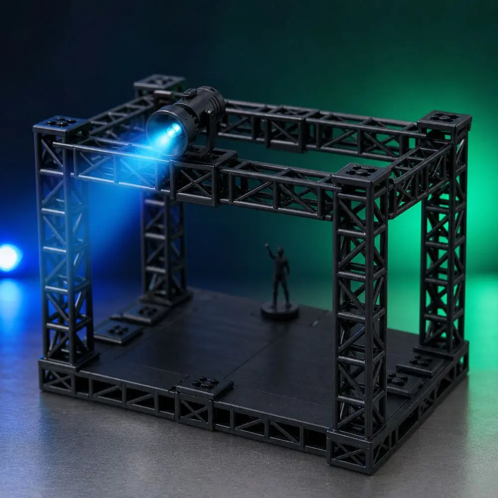 Colorful Spotlight Model Figurine Display Assembly Kit Black Framework Building Block Stage Display Base Accessory