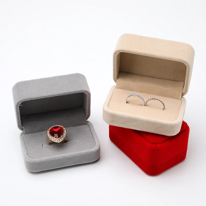 

5x7.5x4cm Velvet Couple Double Ring Box Earrings Box Jewelry Case Storage Gift Square Box Jewelry Counter Display