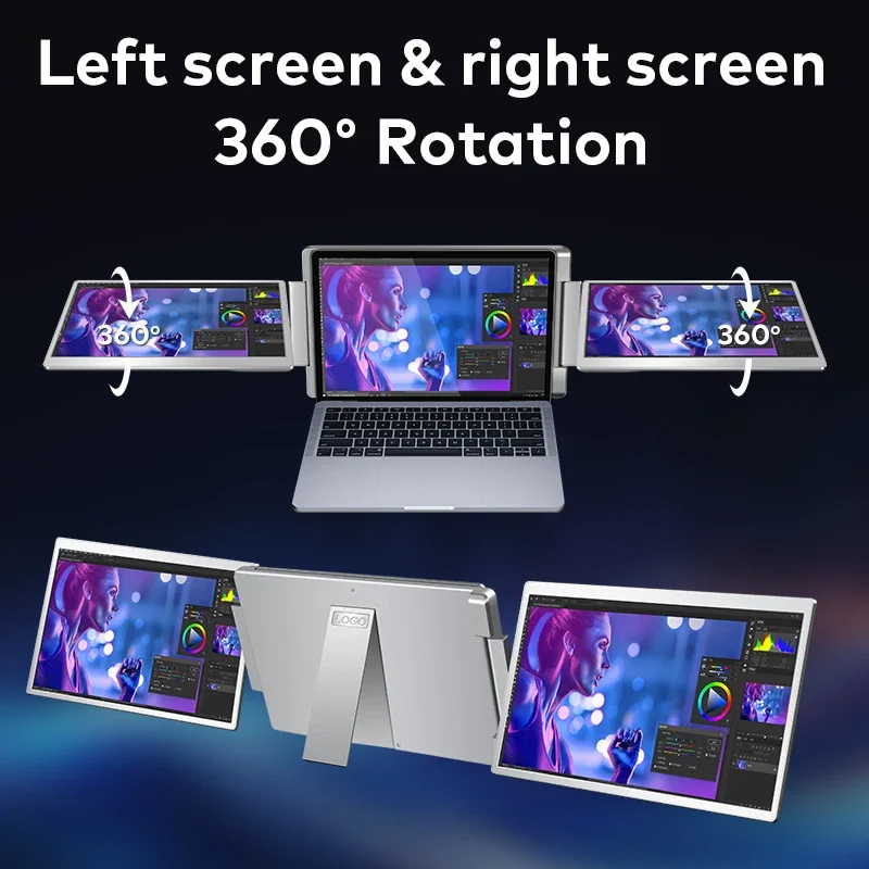 

2026 Portable Business Laptop Triple Monitor Dual 16 Inch 2.5K QHD Screen Type C Laptop Screen Extender Portable Monitor