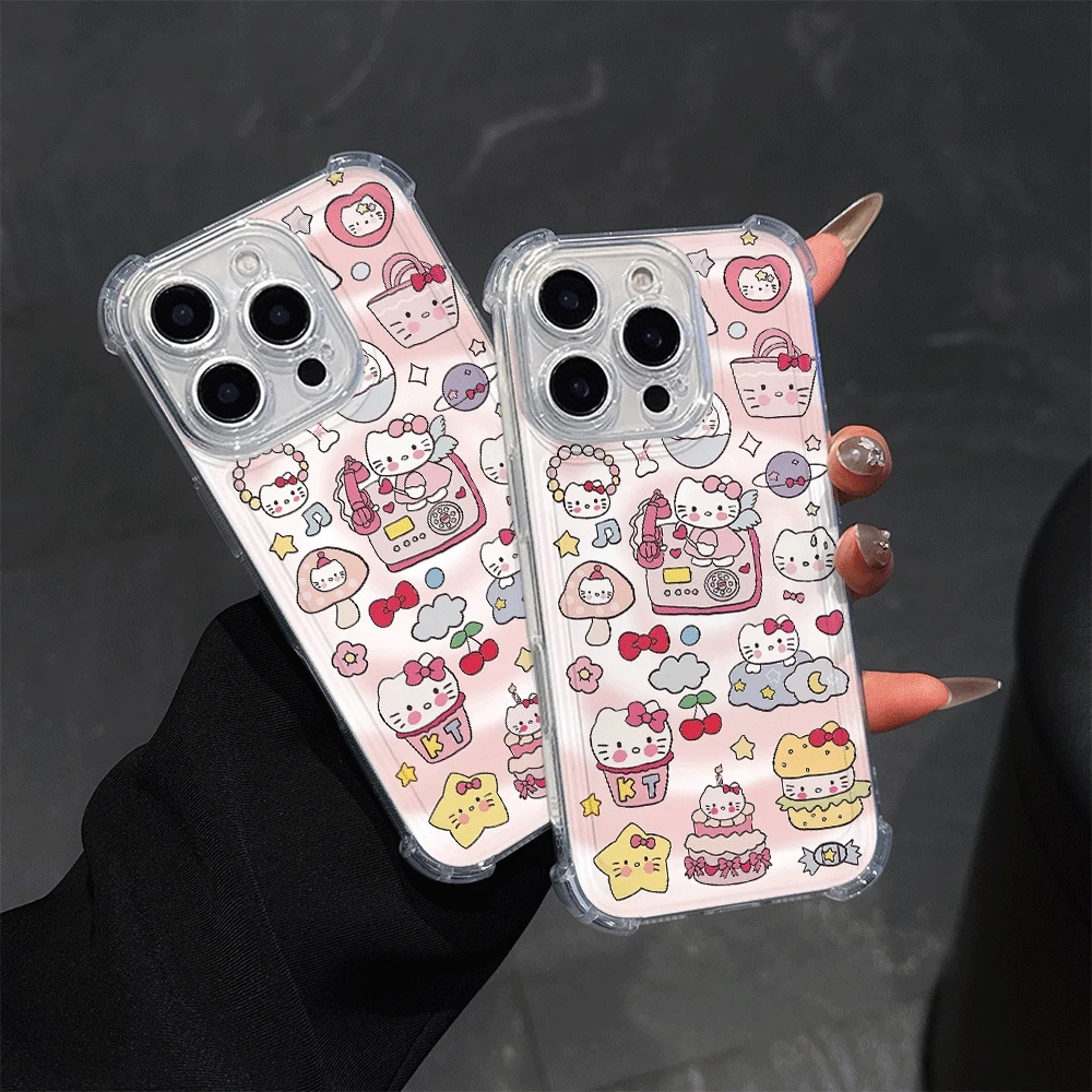 

Чехлы для телефонов Sanrio KT для IPhone 13, IPhone 16/15/14/13/12/11/x/xs Max, женский прозрачный чехол для телефона Hellokitty Kawaii, аксессуар