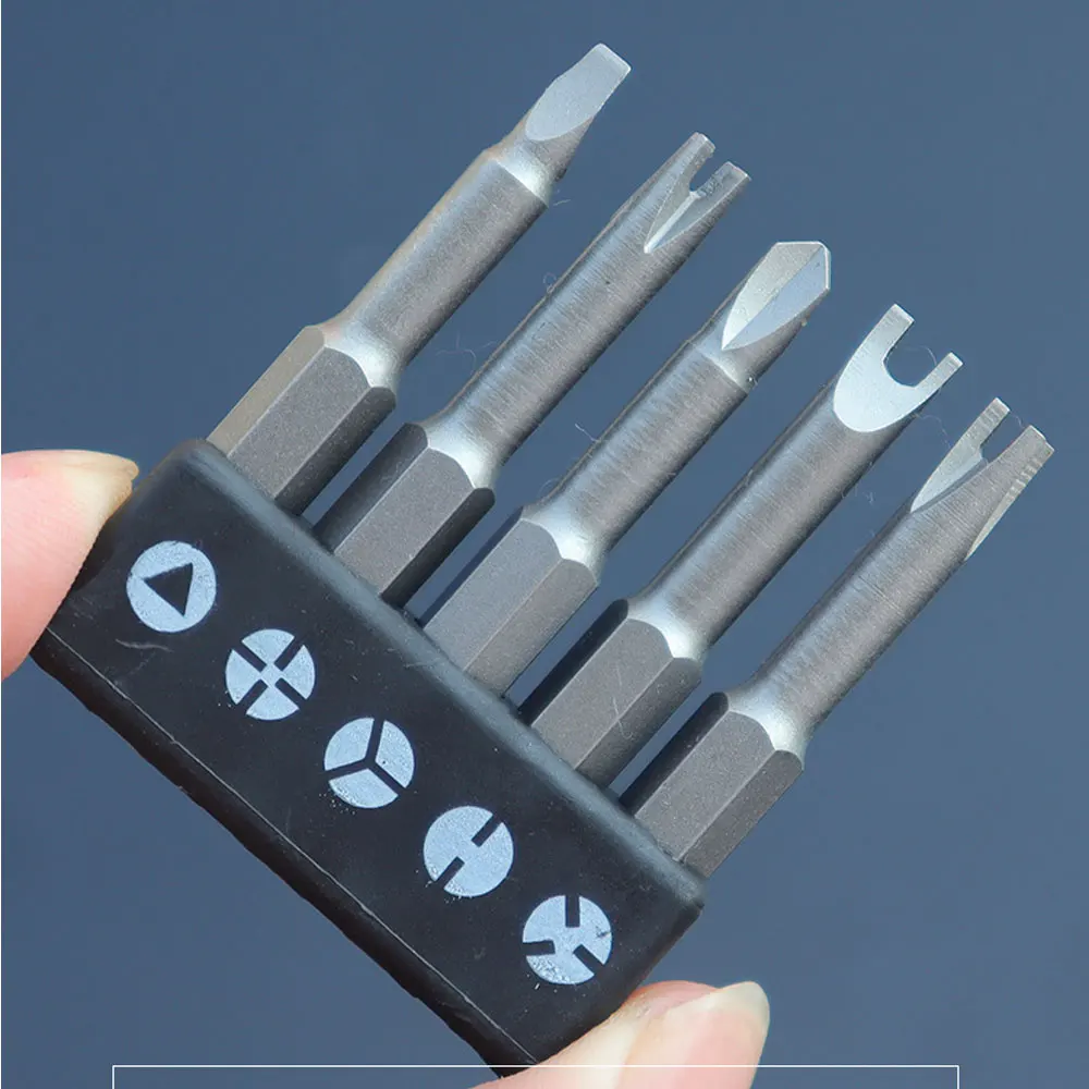 Binoax 5Pcs 50mm Special-shaped Screwdriver Set U-shaped Y-Type Triangle Inner Cross Three Points Screwdriver Bit Tool