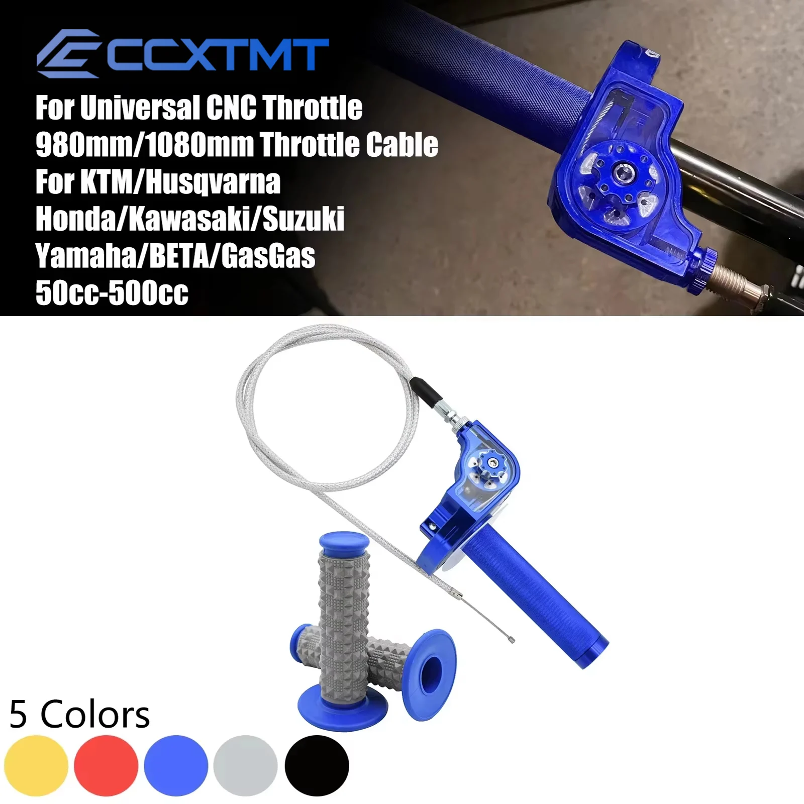 Empuñadura de acelerador ajustable CNC, 22mm, M10 x 1,5, mango Universal de giro rápido, Cable de acelerador para KTM, Yamaha, Kawasaki, Etc., Honda