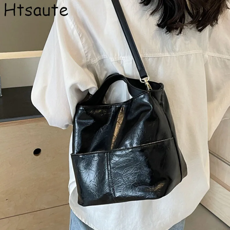 

Women Crossbody Bag Retro PU Leather Retro Shoulder Crossbody Bag Trendy Ladies Bucket Tote Commuter Purse cartera de mujer