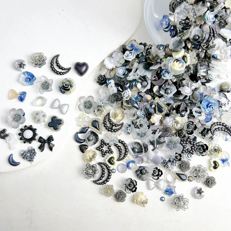 20-100 قطعة مختلطة الأسود الشرير نمط الراتنج مسمار الفن زينة-فحده القوطية نمط DIY الزينة لتقليم الجرونج باردة