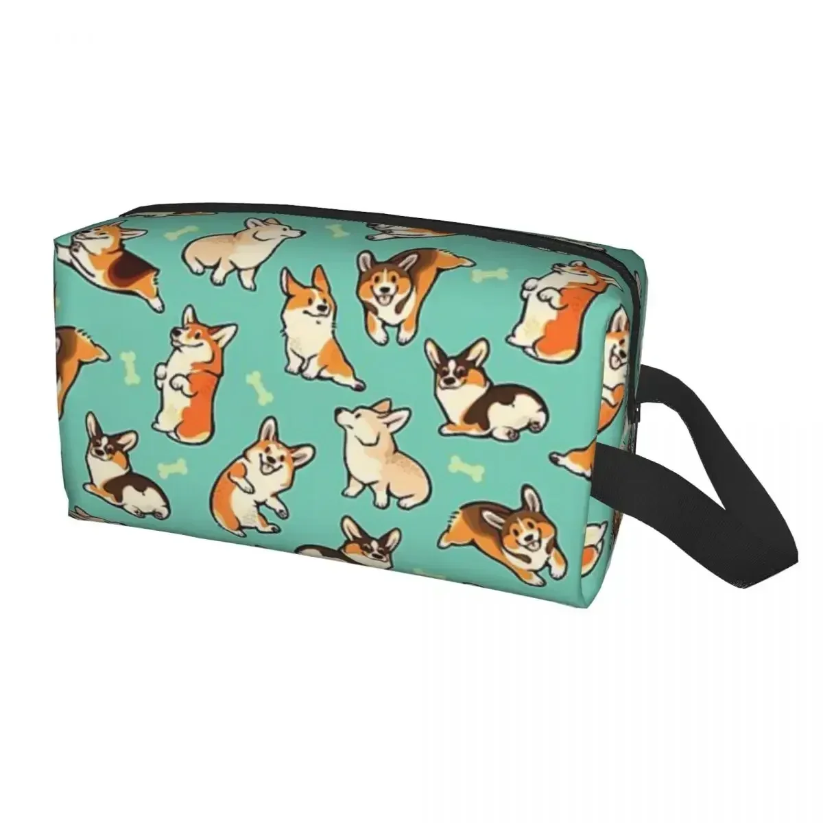 Jolly Corgis в зеленом полиэстере, мужская деловая портативная сумка для хранения, женская дорожная косметичка, подвесная сумка для стирки
