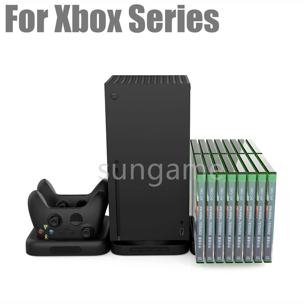 

1 комплект, зарядная станция 3 в 1, подставка для консоли управления Xbox Series X, охлаждающая подставка, вертикальный кронштейн, стеллаж для хранения игровых дисков