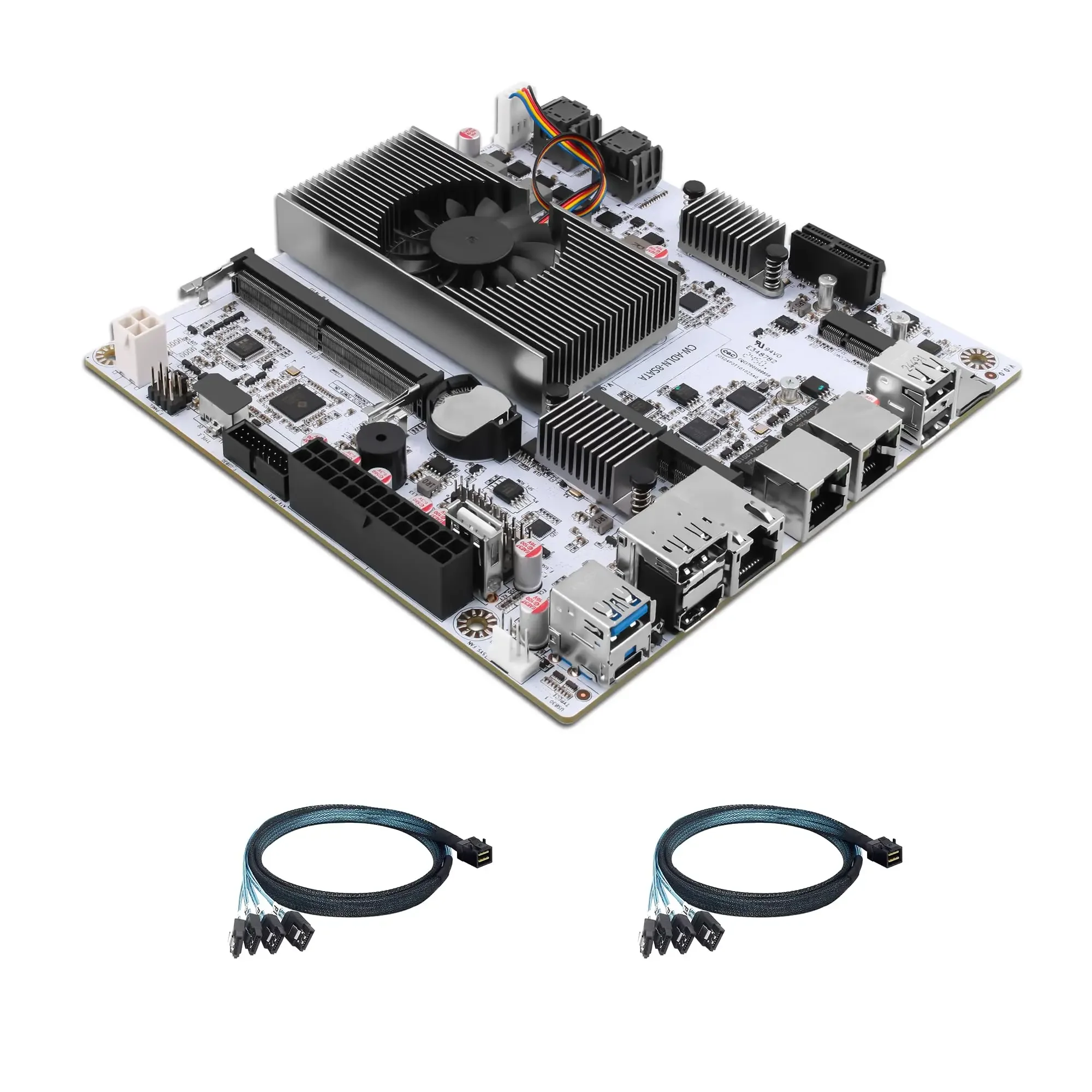 

Материнская плата CWWK NAS, 8 отсеков, с процессором 10 ГБE RJ45, N150, материнская плата Mini ITX для ПК, белая M8, 2 x NVMe, двойная LAN 2,5 ГБE, M.2 WiFi, USB-C