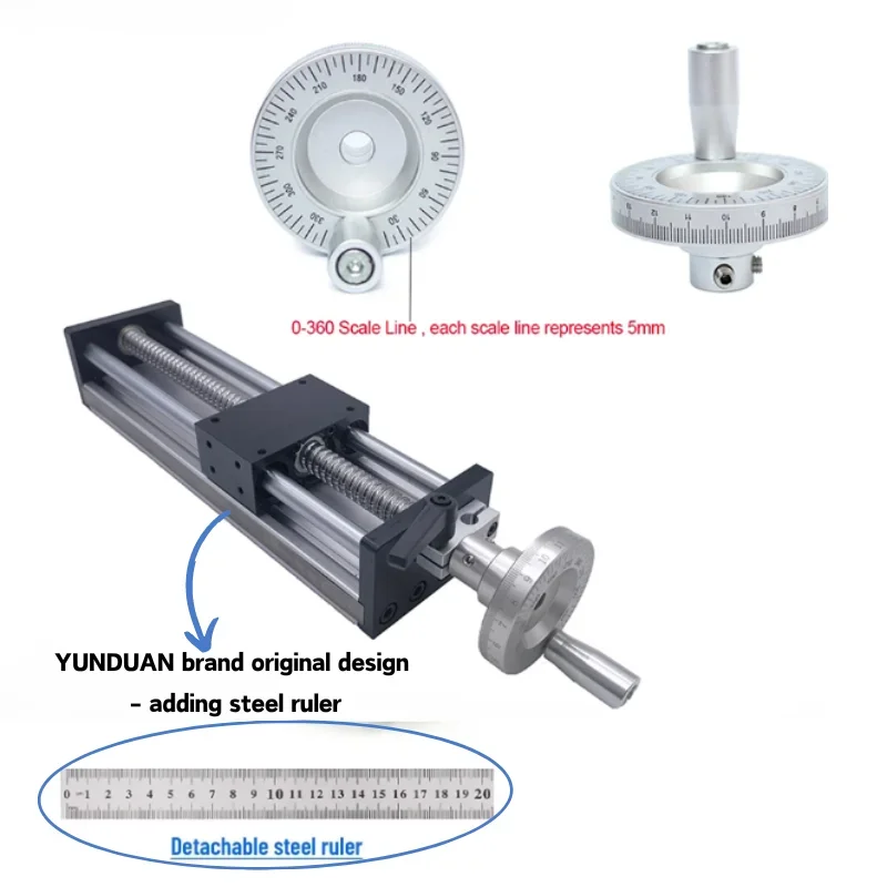 Workbench Linear Guide Manual Sliding Table 50~500MM Stroke Ballscrew SFU1204/1605/1610 Handwheel Linear Stage CNC Table Saw