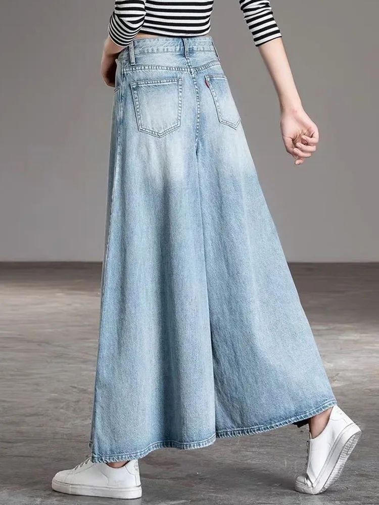 เกาหลีแฟชั่น Baggy กางเกงยีนส์ขากว้างผู้หญิง Casual วินเทจสูงเอวกางเกงยีนส์กางเกงฤดูใบไม้ผลิฤดูใบไม้ร่วง Streetwear Chic ล้าง Vaqueros ใหม่